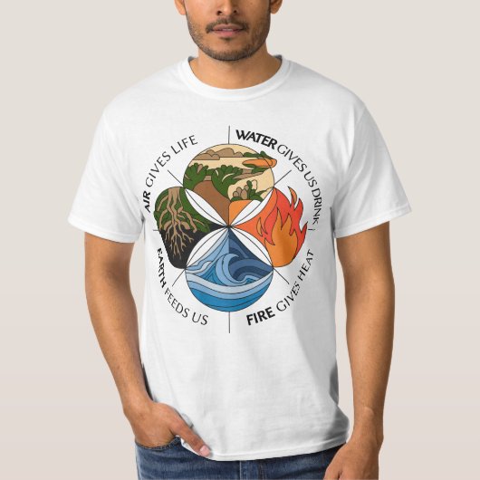 Vier elementen Symbool Natuur-geïnspireerd ontwerp T-shirt (Voorkant)