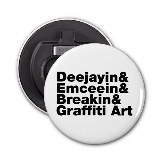 Vier elementen van de Hip Hop Button Flesopener (Voorkant)