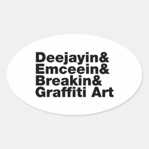Vier elementen van de Hip Hop Ovale Sticker