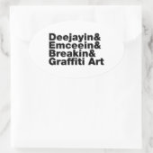 Vier elementen van de Hip Hop Ovale Sticker (Tas)