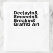 Vier elementen van de Hip Hop Rechthoekige Sticker (Tas)