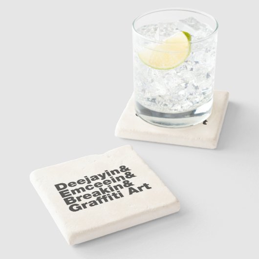 Vier elementen van de Hip Hop Stenen Onderzetter (Zijkant)