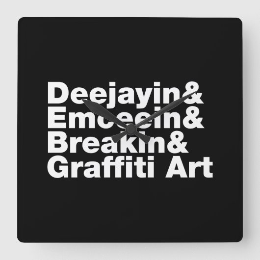 Vier elementen van de Hip Hop Vierkante Klok (Voorkant)