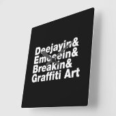 Vier elementen van de Hip Hop Vierkante Klok (Hoek)