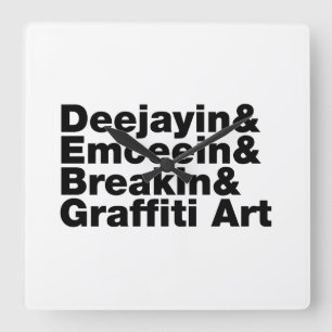 Vier elementen van de Hip Hop Vierkante Klok