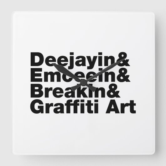 Vier elementen van de Hip Hop Vierkante Klok (Voorkant)