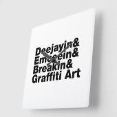 Vier elementen van de Hip Hop Vierkante Klok (Hoek)