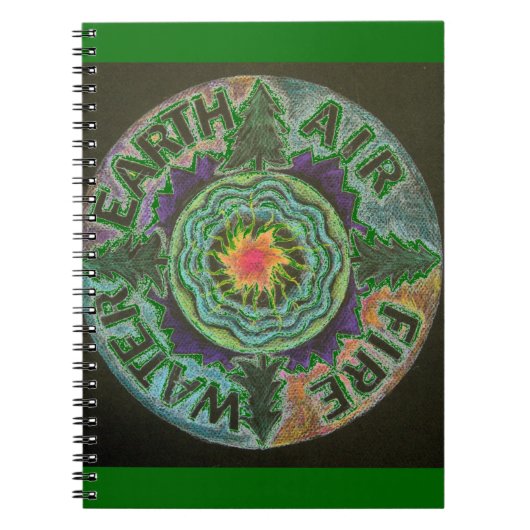 Vier Elementen Zon Mandala Notitieboek (Voorkant)