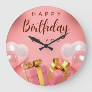 "Vier elk moment: Happy Birthday Wall Clock Grote Klok