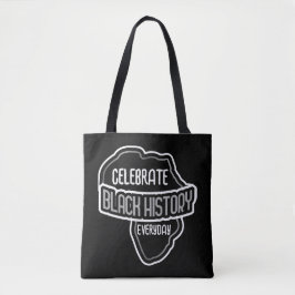 Vier elke dag BLACK History op Black Tote Bag