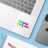 vier elke geest Rainbow Neurodiversity Sticker (Laptop met iPhone)