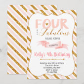 Vier en fantastische verjaardagsuitnodiging kaart (Voorkant / Achterkant)