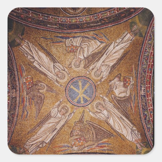 Vier engelen met de symbolen van de vierkante sticker (Voorkant)