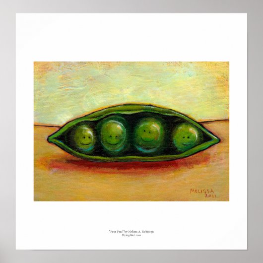 Vier erwten in een pod, leuk, uniek origineel kuns poster (Voorkant)