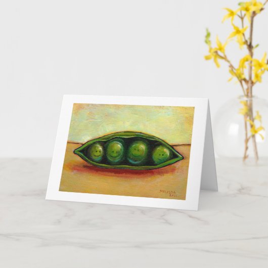 Vier erwten in een uniek origineel art. van de kaart (Gele Bloem)