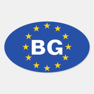 VIER EU-vlag Bulgarije "BG" Ovale Sticker
