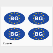 VIER EU-vlag Bulgarije "BG" Ovale Sticker (Vel)