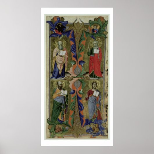 Vier Evangelisten, 14e eeuw (vellum) Poster (Voorkant)
