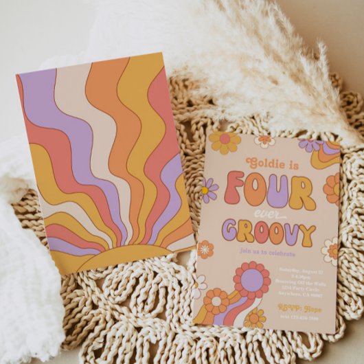 Vier Ever Groovy Birthday Uitnodiging
