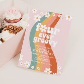 Vier Ever Groovy daisy regenboog vierde verjaardag Kaart