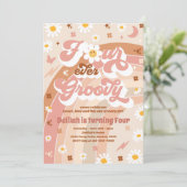 Vier Ever Groovy Hippie Rainbow vierde geboortedag Kaart (Staand voorkant)