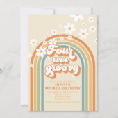 Vier Ever Groovy Retro Rainbow Daisy Birthday Kaart (Voorkant)