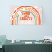 Vier Ever Groovy Retro Rainbow Daisy Birthday Spandoek (Beurs)