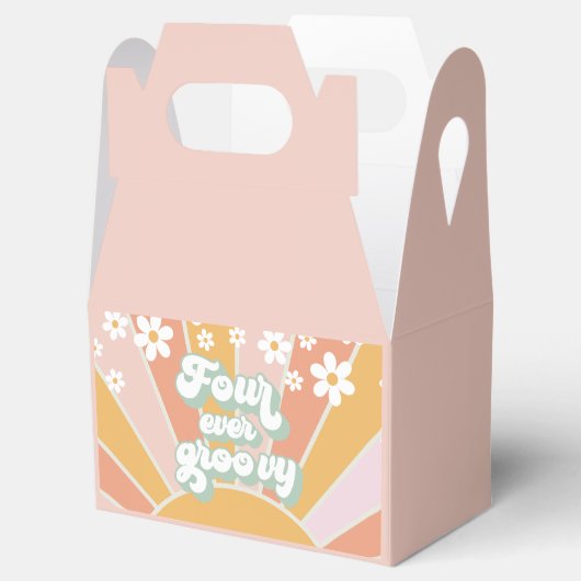 Vier Ever Groovy Retro Sunshine Daisy Bedankdoosjes (Geopend)