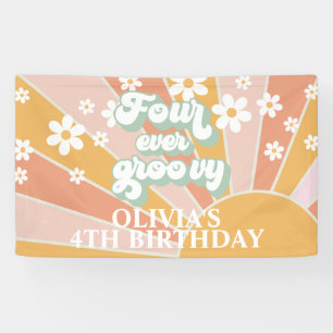 Vier Ever Groovy Retro Sunshine Daisy Spandoek