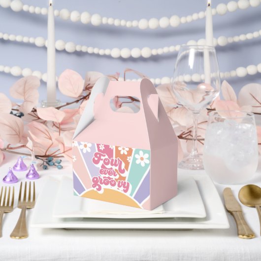 Vier Ever Groovy Retro Sunshine Rainbow Daisy Bedankdoosjes (Huwelijk)