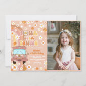 Vier Ever Jonge Retro Regenboog 4e Verjaardag Foto Kaart (Voorkant)