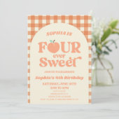 Vier Ever Sweet Peach Sinaasappel 4e verjaardagsfe Kaart (Staand voorkant)