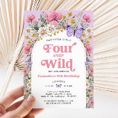 Vier Ever Wild Butterfly Wildflower 4e verjaardag Kaart