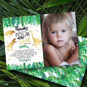 Vier Ever Wild Dinosaur Boys 4e verjaardag Foto Bedankkaart