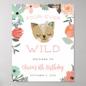 Vier-Ever Wild | Kids Verjaardagsfeestje Welkomstb Poster (Voorkant)