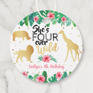 Vier Ever Wild Meisjes 4e Verjaardag Favor Tags Bedankjes Labels