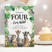 Vier Ever Wild Safari 4e Verjaardagsfeest Kaart