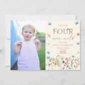 Vier Ever Wild Wildflower Foto 4e Verjaardagsfeest Kaart (Voorkant)