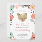 Vier-Ever Wild | Woodland Boho Kids Verjaardagsfee Kaart (Voorkant)
