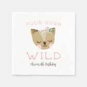 Vier-Ever Wild | Woodland Boho Kids Verjaardagsfee Servet (Voorkant)