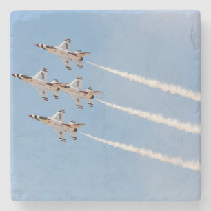 Vier F-16 Thunderbirds vliegen in dichte formatie Stenen Onderzetter
