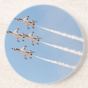 Vier F-16 Thunderbirds vliegen in dichte formatie Zandsteen Onderzetter