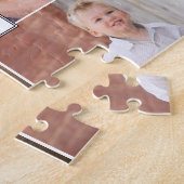Vier familiefoto's, monogram en naam legpuzzel (Zijkant)