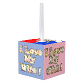 Vier familieliefde: 'Ik hou van mijn familie' Kubus Ornament (Achter hoekig)