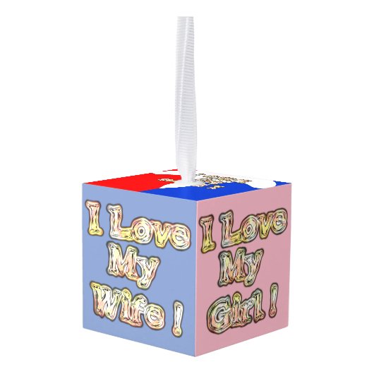 Vier familieliefde: 'Ik hou van mijn familie' Kubus Ornament (Achter hoekig)