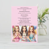 Vier Fancy Teen Girl verjaardagsfeestje Kaart (Staand voorkant)