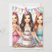 Vier Fancy Teen Girl verjaardagsfeestje Kaart (Achterkant)