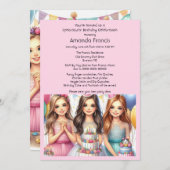 Vier Fancy Teen Girl verjaardagsfeestje Kaart (Voorkant / Achterkant)