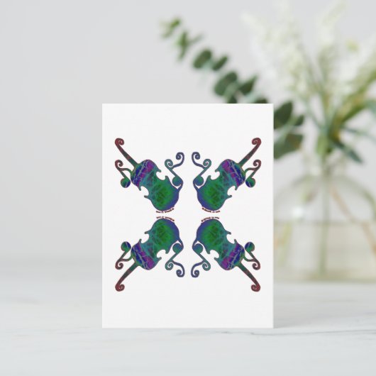 VIER FANCY VIDDELEN BRIEFKAART (Staand voorkant)