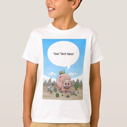 Vier fantasie dinosaurussen t-shirt (Voorkant)